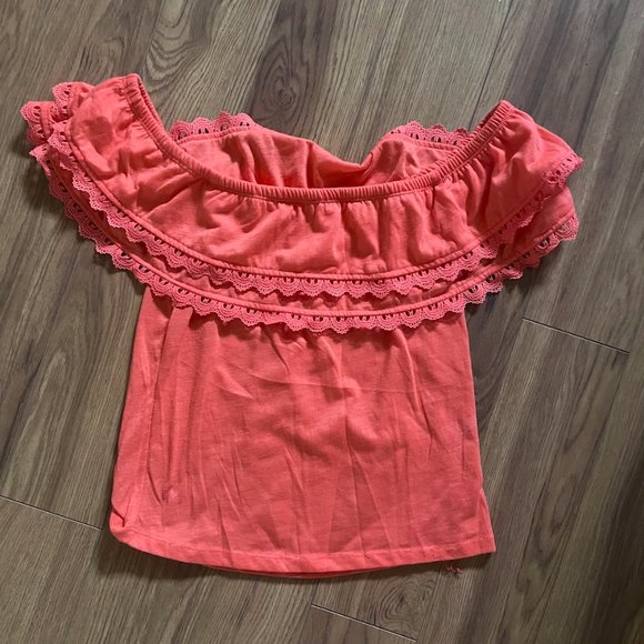 Ardene Shoulderless Frilly Top, M, Coral/Pink - Picture 3 of 6